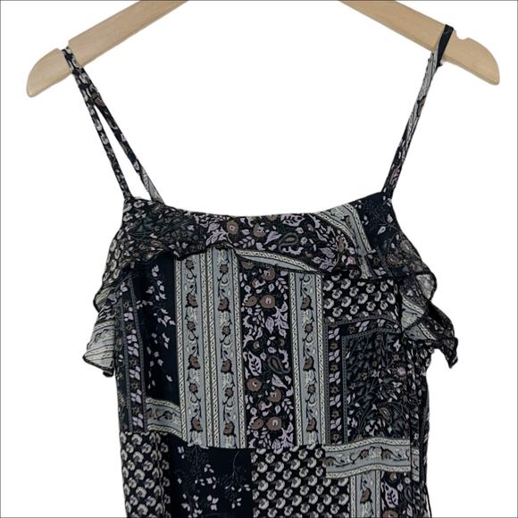 NWT Lulus Floral Print Patchwork Tie Waist Ruffle Maxi Dress Size XS - Picture 4 of 9